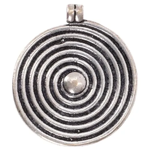 GURU SHOP Indisches Amulett Lebensspirale, Spirale Kettenanhänger aus Messing - Silber