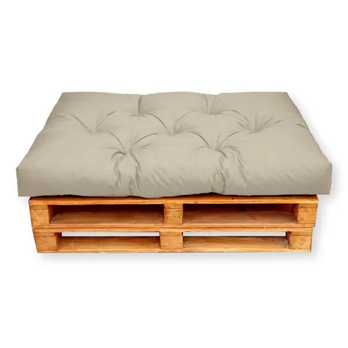 4L Textil Palettenkissen waschbar Palettenauflagen Europaletten Sitzkissen Rückenlehne wetterfest (Sitzkissen 120x60 cm, Beige Uv-beständig)