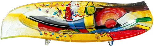 GILDE GLAS art Deko Schale - handbemalt und einzigartig - Dekoschalen aus Glas, handgefertigt und mit aufgesetzten Glassteinen, jedes Stück ein Unikat. Perfekt für stilvolle Wohnräume und als besonderes Geschenk.