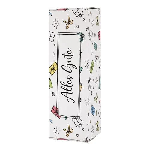 Herz & Heim® Geschenkbox aus stabilem Karton – verschiedene Größen & Motive – Geschenkverpackung für Geburtstag, Muttertag, Vatertag & Dankeschön (Alles Gute, F (34 × 11 × 10,5 cm))