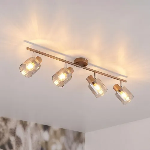GLOBO Lighting Strahler WALTON 4-flammig, kaffeefarben matt - Moderne 4-flammige Deckenleuchte aus kaffeefarbenem Metall mit beweglichen Spots für gezielte Lichtakzente. Ideal für Flure und Wohnräume, schafft eine elegante Atmosphäre.