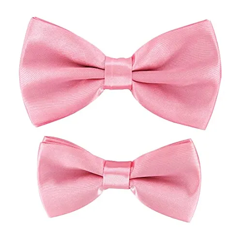 axy Vater-Sohn Partnerlook Fliege Schleife, bereits gebunden, Konfirmation verstellbar in verschiedenen Farben FLIP1 (Pink)