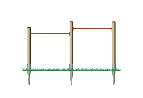 Gartenpirat Turnreck mit Lärchen-Pfosten und Reckstange in Rot - Stabiles Doppelreck aus hochwertigem Lärchenholz, ideal für Kinder ab 3 Jahren. Perfekt für den privaten Einsatz im Garten, um die motorischen Fähigkeiten spielerisch zu fördern.