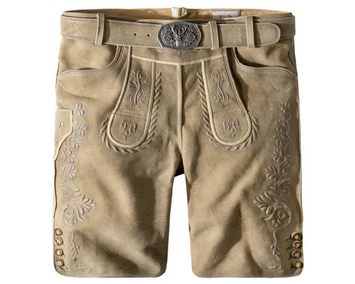 Stockerpoint Oliver Herren Trachtenlederhose, Korn Gespeckt, 56 - Trachtenlederhose aus hochwertigem Ziegenvelour, inklusive echtem Leder-Gürtel für einen authentischen Look.