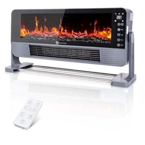 Elektrokamin, 22inch Realistischer 3D Flammeneffekt Electric Fireplace,Tisch und Wandmontage, mit Fernbedienung und Touchscreen, 1-12 Stunden-Timer, Überhitzungsschutz, für Büros und Wohnzimmer