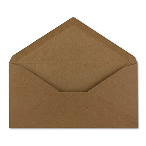 DIN Lang Briefumschläge Kraftpapier Braun 22 x 11 cm -120 g/m² Nassklebung Post-Umschläge ohne Fenster ideal für Weihnachten Grußkarten Einladungen von Ihrem Glüxx-Agent 50