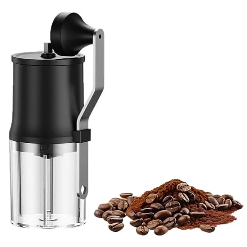 Culinavog Kaffeemühle Manuell, 1 Stück Edelstahl Handkaffeemühle mit Keramikmahlwerk und Klappbarem Griff, Tragbare Gewürzmühle, Verstellbarer Handkaffeemühle fürReisen, Camping, Espresso (Schwarz)