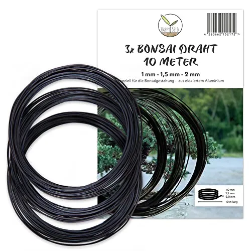 Produktbild HappySeed 30m Bonsai Draht aus eloxiertem Aluminium, Schwarz