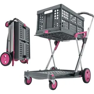 CLAX Transportwagen Klappmobil Pink Edition, klappbar und leicht - Praktischer klappbarer Transportwagen mit 60 kg Tragkraft. Leicht und kompakt, ideal für den schnellen Transport. Inklusive Klappbox mit 46 Litern Fassungsvermögen.