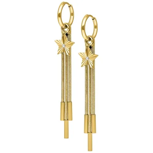 Wildcat Ohrringe - Little Shooting Star Hoops - Gold - Auffällige Ohrringe aus hochwertigem Chirurgenstahl 316L, ideal für normales Tragen oder Tunnel. Die langlebige PVD-Beschichtung sorgt für eine abriebfeste und farbechte Oberfläche!