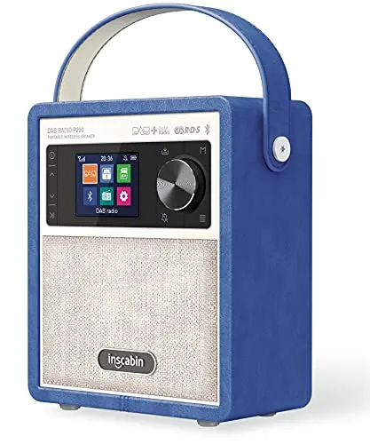 Inscabin P200 Tragbarer DAB/DAB+/FM-Digitalradio/mit Bluetooth, Stereoklang, schönes Design, Doppelwecker, wiederaufladbarer Akku,(Blau)