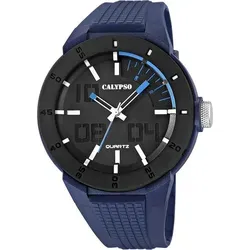Calypso Herren Analog Uhr K5629/3 - Schwarz Blau - Herrenuhr mit präzisem Quarzwerk, wasserdicht bis 10 ATM und stylischem Kautschukarmband für optimalen Tragekomfort. Ideal für Outdoor-Aktivitäten und sportliche Anlässe.