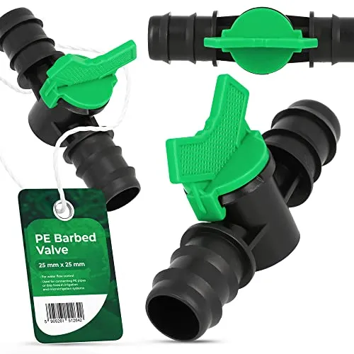 Instalguru PE Absperrhahn Kugelhahn PE-Rohr 25x25mm Gartenbewässerung Tropfleitung Bewässerungssystem Anschlussstück Schlauchverbindung Garten Mikrobewässerung Wasser Perlschlauch Schläuche Verbinder