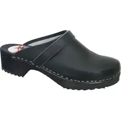 Potthoff Clogs schwarz Gr. 37 - Offene Ferse - Hausschuhe aus hochwertigem Leder, strapazierfähig und wasserabweisend, ideal für Freizeit und Beruf im Außenbereich.