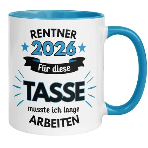 Tasse Rentner Geschenk Mann lustig - Rente 2026 Kollege Abschiedsgeschenk - Renteneintritt Abschied Ruhestand Geschenke für Männer Kaffee-Becher