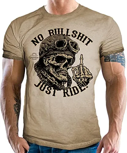 Gasoline Bandit Biker Racer T-Shirt für Herren – Just Ride - Stylisches Herren-T-Shirt mit original GASOLINE BANDIT Design. Hochwertiger Druck und angenehmer Tragekomfort. Ideal als Geschenk für Biker und Motorradfahrer. Entspricht dem ÖKOTEX 100 Standard.