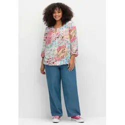 Sieh an! Klassische Bluse Schlupfbluse 3/4-Arm blau 56