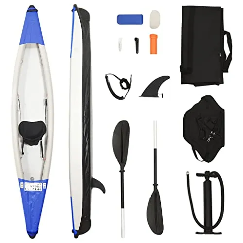 vidaXL Aufblasbares Kajak mit Handpumpe und Paddel - Boote: Freizeitkajak aus strapazierfähigem Polyester, schnell aufzublasen und ideal für Angeln, Camping oder entspannte Paddeltouren.