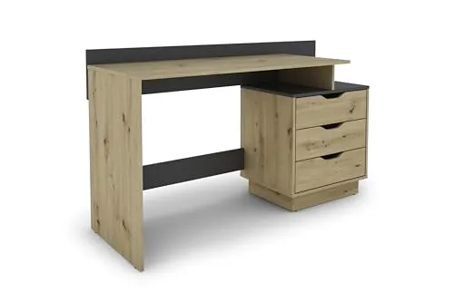 byLIVING Schreibtisch Belfast - Flexibel montierbar mit 3 Schubkästen - Kinderschreibtische mit anpassbarem Design: Der Schreibtisch BELFAST ist wahlweise rechts oder links montierbar und bietet praktischen Stauraum mit geräuscharmen Schubkästen.