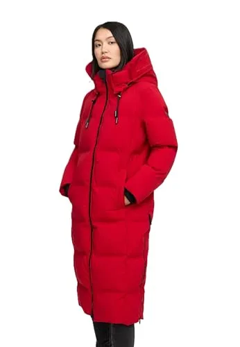 Marikoo Damen Winterjacke Tikoraa, tiefrot, Gr. XS - Stylische Marikoo Winterjacke Tikoraa für Damen: Mit extra langem Schnitt, hohem Kragen und praktischen Taschen. Ideal für kalte Tage, bietet sie Komfort und Funktionalität.