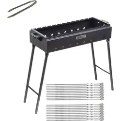 SET Mangal Holzkohlegrill 2mm Stahl mit Klappbeinen und 20 Grill-Spießen