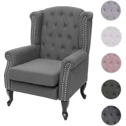 Chesterfield Sessel, Eleganter Relaxsessel im Barock-Stil, wasserabweisend ~ dunkelgrau - Klassischer Chesterfield-Sessel mit Rautenmuster und Nietenbesatz. Der wasserabweisende Stoff sorgt für Langlebigkeit und Pflegeleichtigkeit, ideal für stilvolle Wohnzimmer.