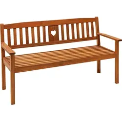 Dehner Gartenbank Heart - 3-Sitzer in Braun - Sitzbank aus FSC®-zertifiziertem Akazienholz, ideal für Garten und Terrasse, bietet Platz für bis zu 3 Personen und verbindet Landhaus-Charme mit hoher Belastbarkeit.