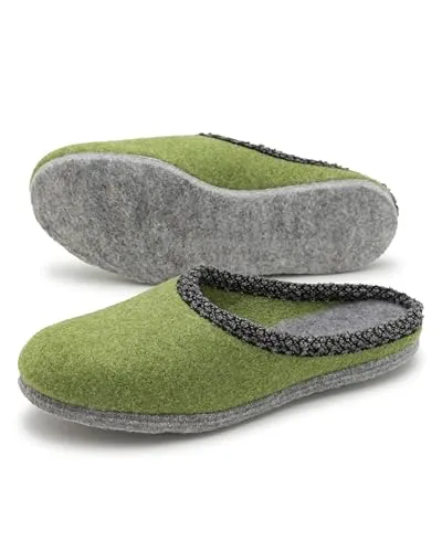 Pantoffelmann Walk-Filzpantoffel Lind 37/38 - Elegante Filz Hausschuhe in Lindgrün, aus hochwertigem gewalktem Filz für warmen, atmungsaktiven Komfort - Ideal für Damen und Herren.