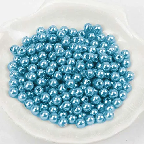  Perlen/Bastelperlen - 30 Farben mit Loch zum basteln Traumfänger Wachsperlen Kreuz Zubehör Deko Mix Set groß und klein fädeln Armband Schlüsselanhänger Acryl bunt Schmuck 4mm / Türkis zwei