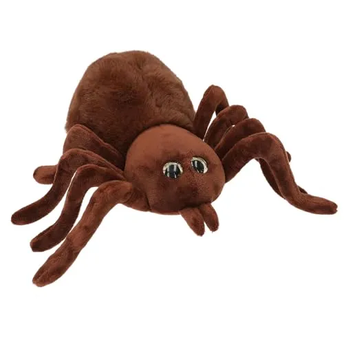 Depesche 13903 Adventure World - Kuscheltier Spinne in Hellbraun, mit Glitzer-Augen, ca. 20 cm großes Plüschtier