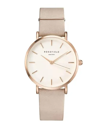 ROSEFIELD Damenuhr West Village - Rosa Rosegold Leder WSPR-W73 - Armbanduhren: Elegante Quarzuhr mit hochwertigem Lederarmband, ideal für einen modernen, luxuriösen Lifestyle. Perfekt für modebewusste Frauen.