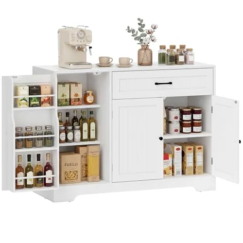 HOMCOM Sideboard Küchenschrank mit Schublade, 110 cm, Weiß