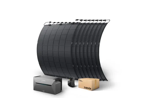 Kleines Kraftwerk Balkonkraftwerk, 1800 W, Monokristallin, (8-St), mit Speicher Anker Solarbank 3 Pro, 8x225W flexible Solarmodule