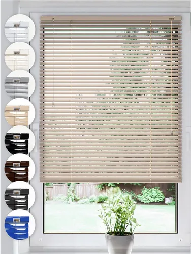 Sonello Jalousie Klemmfix ohne u. mit Bohren 30cm x 100cm Beige Aluminium Jalousette, Klemmfix, Inkl. Halterung für Decken- u. Wandmontage Alu Jalousie Fenster u. Tür, Blickdicht freihängend