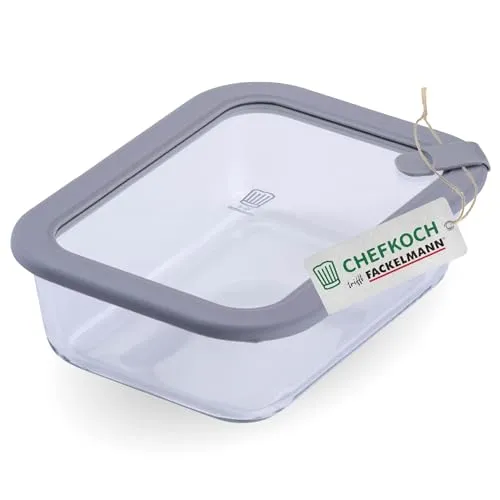 Chefkoch Fackelmann Vorratsdose aus Glas 1050ml - Eckige Vorratsdose aus Glas mit 1050 ml Volumen, ideal für die Aufbewahrung. Auslaufsicher, mikrowellen- und spülmaschinengeeignet – für vielseitige Nutzung in Küche und Haushalt.