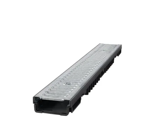 Marley 1m Entwässerungsrinne Kunststoff Rost Stahl verzinkt bis 1,5t belastbar L100xB13xH5,5cm Stegrost Rinne Bodenrinne Terrassenrinne