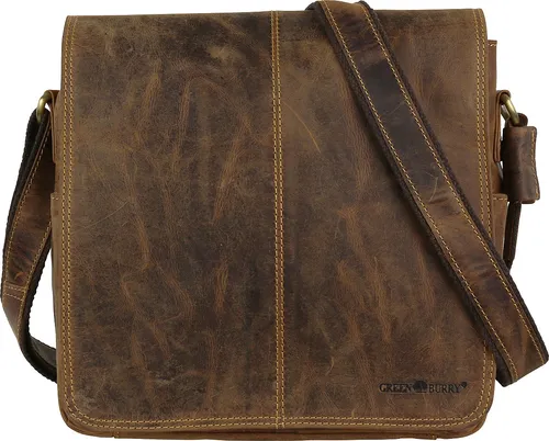 Greenburry Vintage Messenger Leder Damentasche braun - Stilvoll und Praktisch - Damen-Schultertasche aus hochwertigem Leder, mit antikem Look und viel Stauraum für den Alltag.