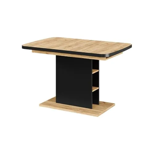 Vicco Esstisch Fenaro, Schwarz/Eiche, 120 x 80 cm - Esstisch mit ausziehbarer Funktion und 4 höhenverstellbaren Einlegeböden, ideal für gesellige Abende mit Familie und Freunden.