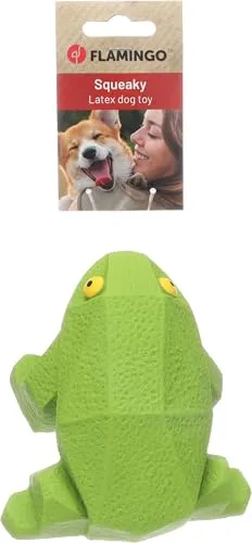 Flamingo Kremi Frosch Spielzeug – Grün aus Latex, Mit Quietscher für Extra Spielspaß, Ideal für Pudel, Bulldogge, Beagle