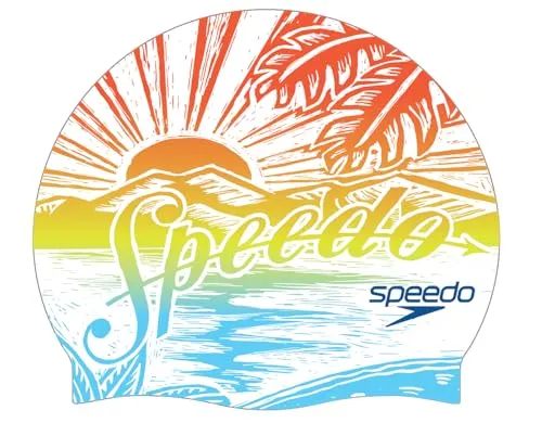 Badekappe für Schwimmbad aus Silikon, mit Digitaldruck, Hawaiian