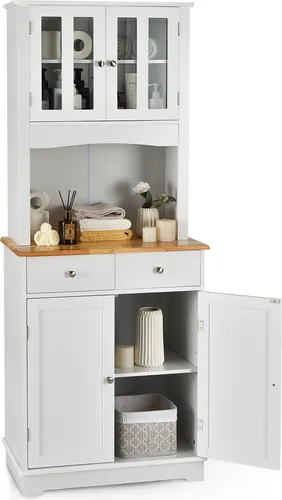 COSTWAY Küchenschrank 170cm, Hochschrank mit 2 Schubladen