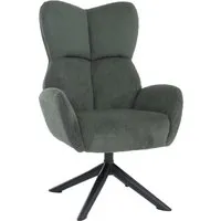 Loungesessel MCW-Q54 – Drehbarer Cocktail- und Relaxsessel in Grün - Eleganter Loungesessel mit 360° Drehfunktion und Wippmechanismus. Hochwertiger Cord-Stoffbezug für maximalen Komfort und stilvolle Akzente in Wohnzimmer oder Lounge. Robustes Design mit Fußbodenschonern.