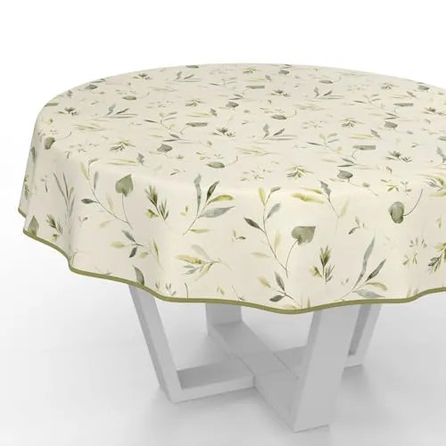 ANRO Wachstuchtischdecke Wachstischdecke Wachstuch Tischdecke abwaschbar Gartentischdecke Wasserabweisend Rund 140cm mit Saum (Eingefasst) Canada Floral
