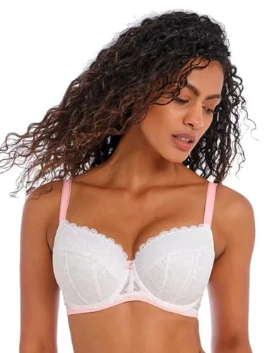 Freya Damen Offbeat Underwire Padded Half Cup Gepolsterter BH, Weiss/opulenter Garten, 70F