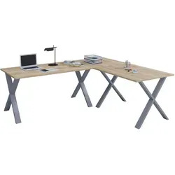 VCM Holz Schreibtisch Lona X - Eckschreibtisch in L-Form - Kinderschreibtische mit individuell montierbarer Tischplatte, stabilen Metallfüßen und hochwertiger Verarbeitung, ideal für ergonomisches Arbeiten.