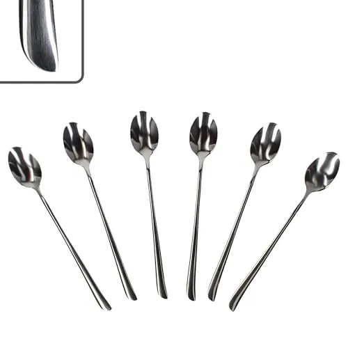 Justinus Twist 6er Set Latte Macchiato Löffel I für 6 Personen I Cocktaillöffel mit langem Stiel, Rührlöffel für Longdrinks, EIS & Co. I mit geschwungenem Griff I aus 18/10 EdelstahI