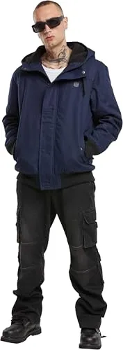 Brandit Essential Jacket XXL in Navy - Funktionsjacke mit robustem Canvas-Obermaterial, Teddyfell-Kapuze und praktischen Taschen - ideal für kalte Tage.