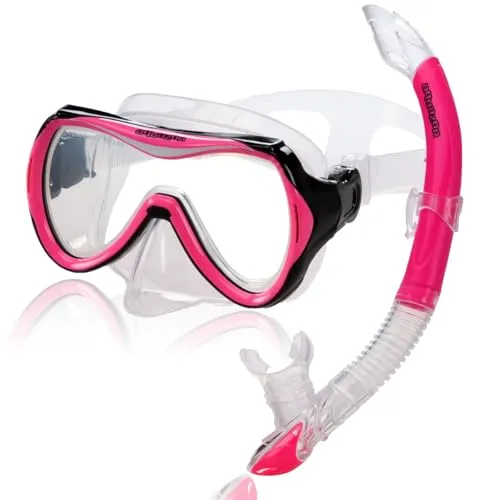 AQUAZON Capri Schnorchelset für Kinder - Hochwertiges Schnorchelset mit Tempered Glas und Semi Dry Schnorchel für Kinder von 7-12 Jahren. Bietet höchsten Tragekomfort und klare Sicht beim Schnorcheln.