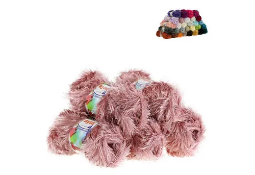 AYAZ 5 x 100g Strickgarn Yumos Fransenstrickgarn Strickwolle Häkelwolle, 1275 altrosa