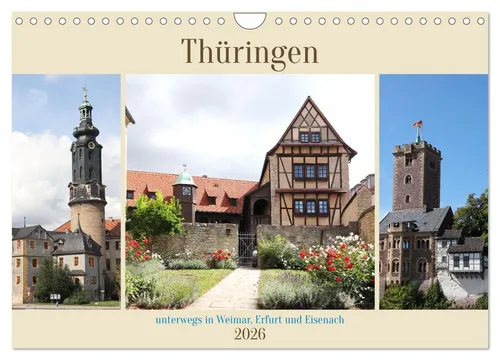 Simone Wenninger | Thüringen: Weimar, Erfurt und Eisenach Kalender 2025 - Kalender mit beeindruckenden Gebäuden und Sehenswürdigkeiten Thüringens, ideal für Reisefans und Kunstliebhaber, 14 Seiten voller Inspiration.